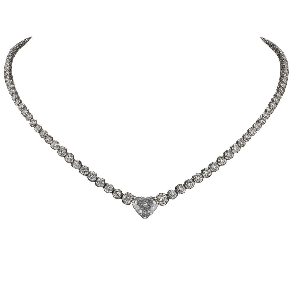 Trendy Colorful Love Collarbone Chain Versatile High-end Necklace