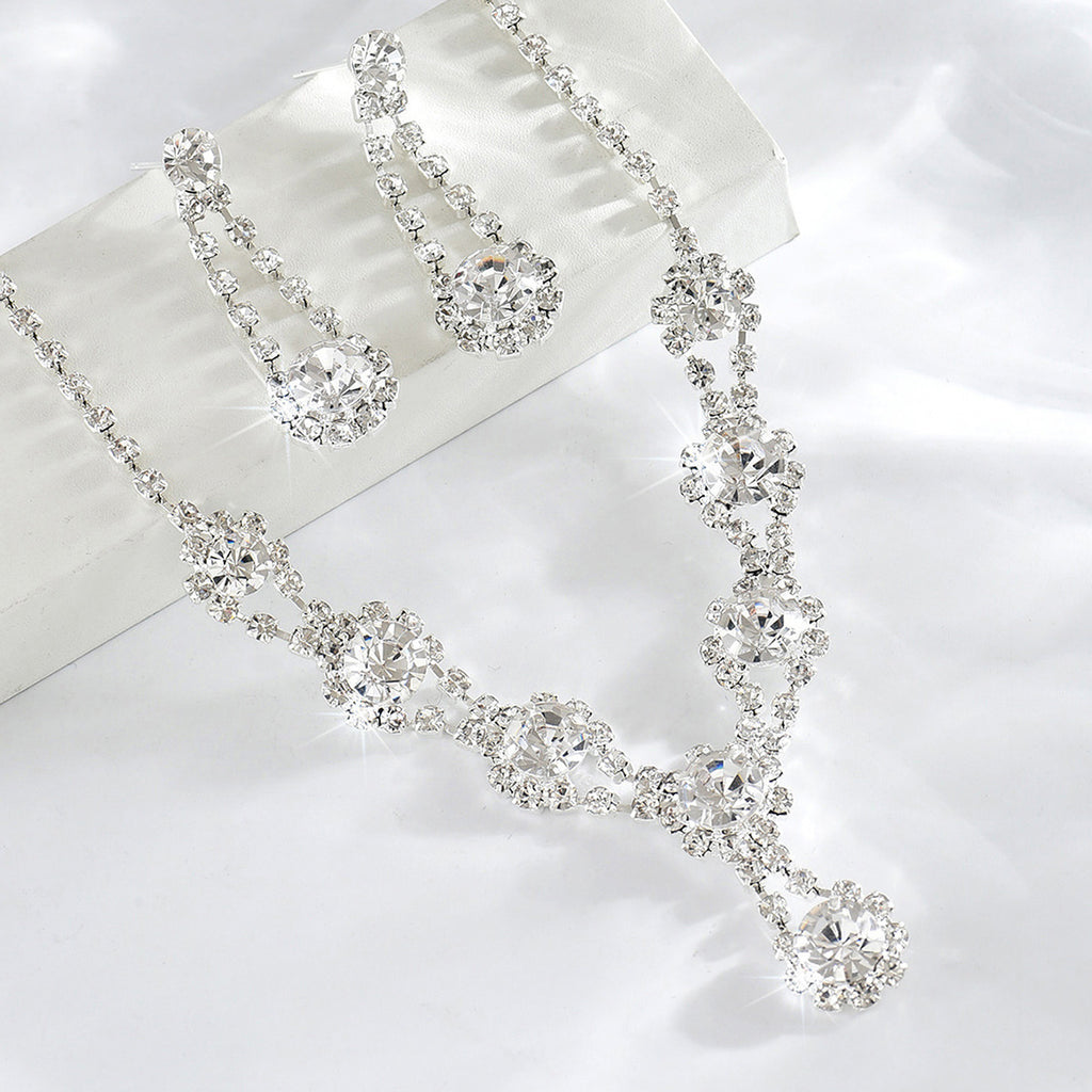 Hot Selling Simple High-grade Rhinestone Crystal Necklace Earrings