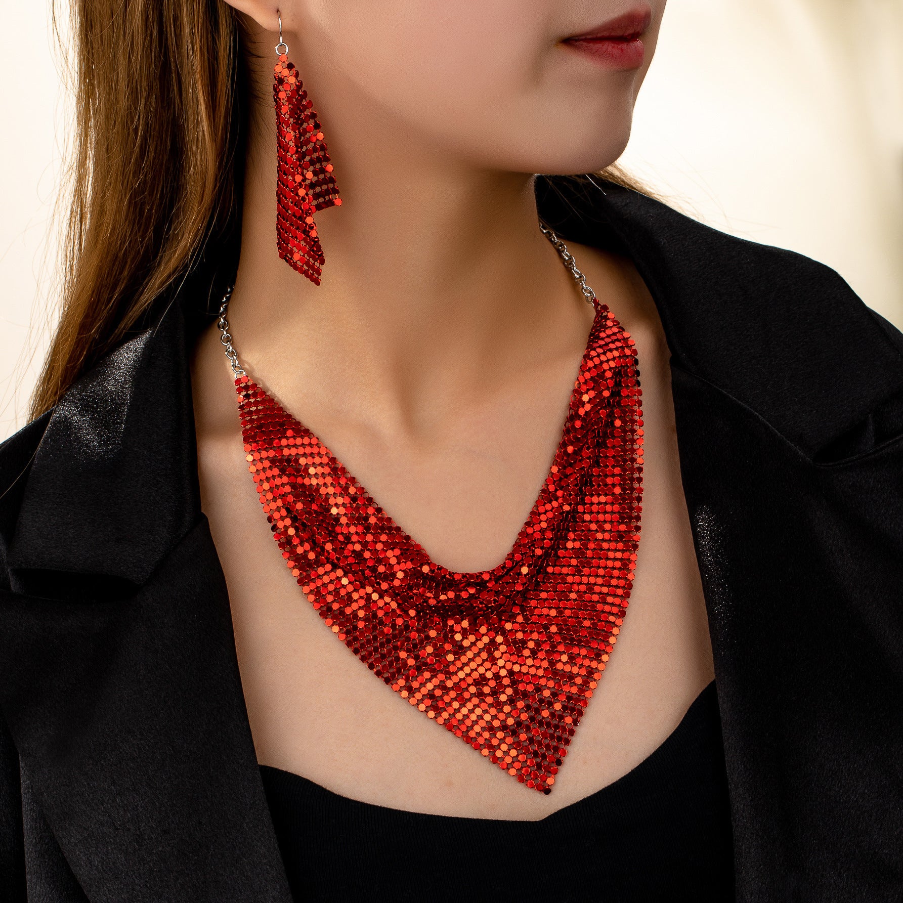 Fashion, Personalized And Exaggerated Metal Eardrops Pendant Heavy Industry Suit