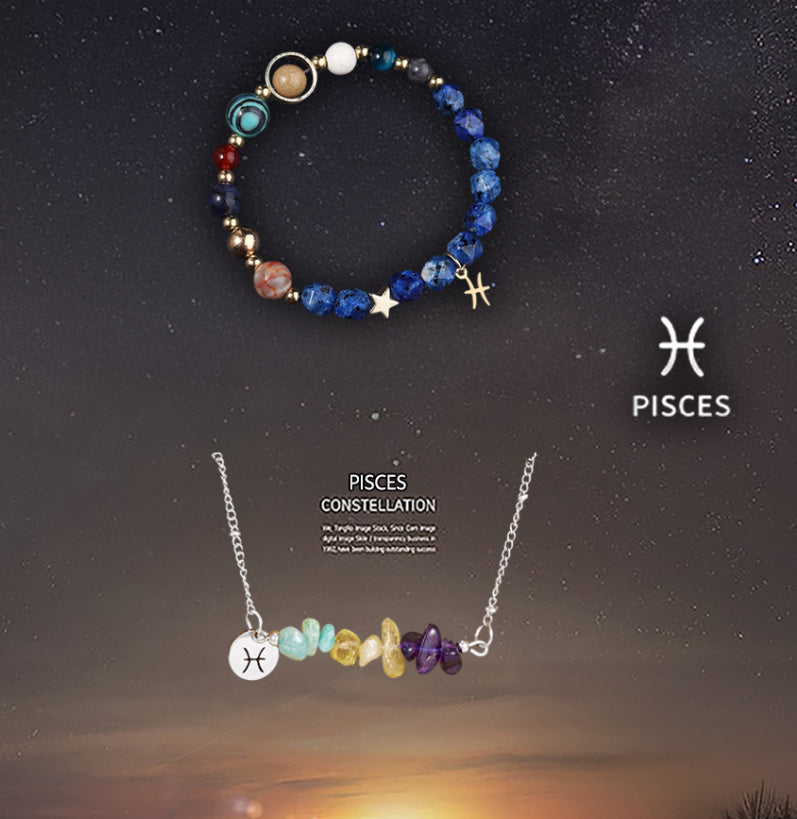 Natural Stone Necklace Set For The 12 Zodiac Signs