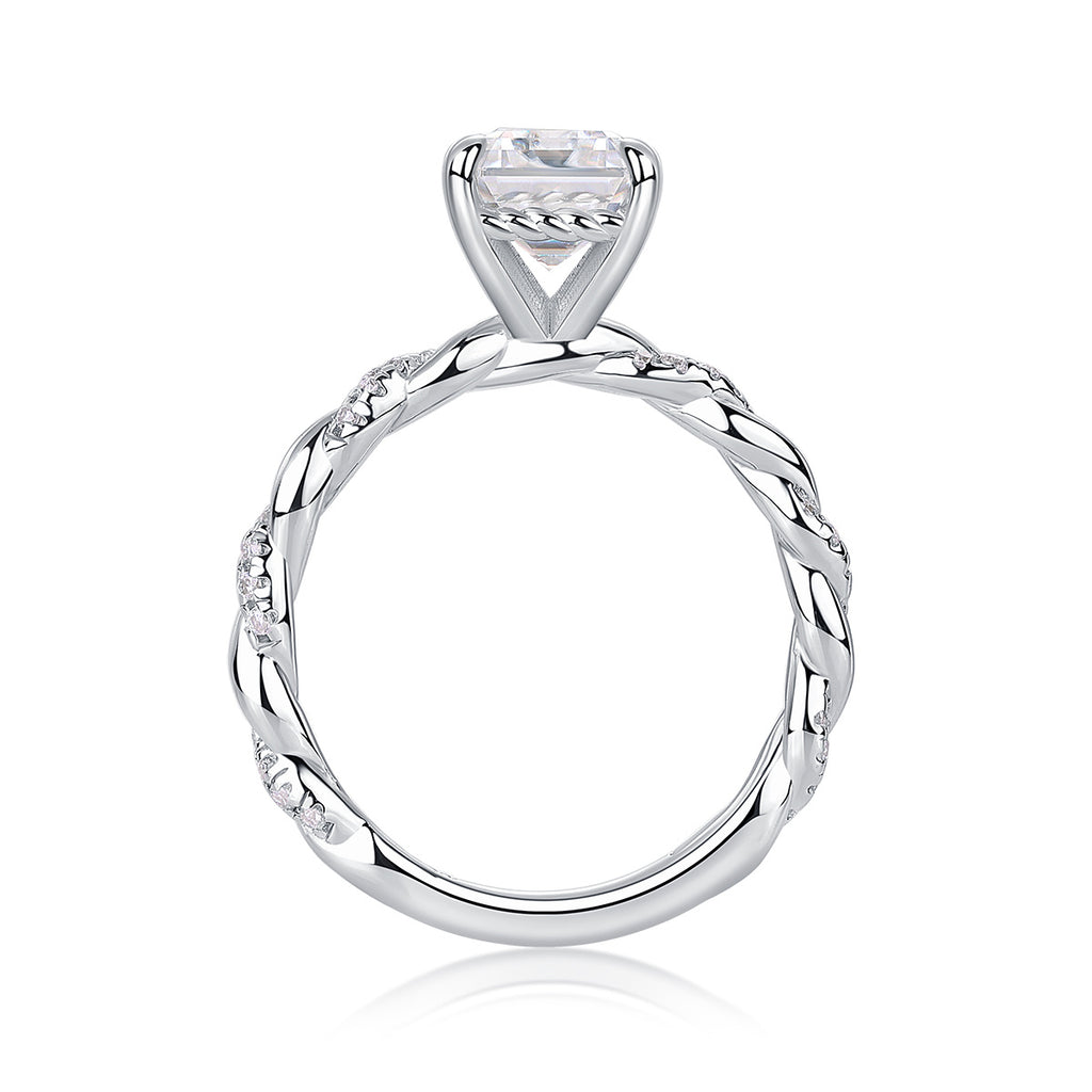 Chasing Light - A Wedding Ring Set With Top-quality Octagonal Moissanite S925 In Silver And Platinum-plated. The Ring Can Be Inspected With A Diamond Pen