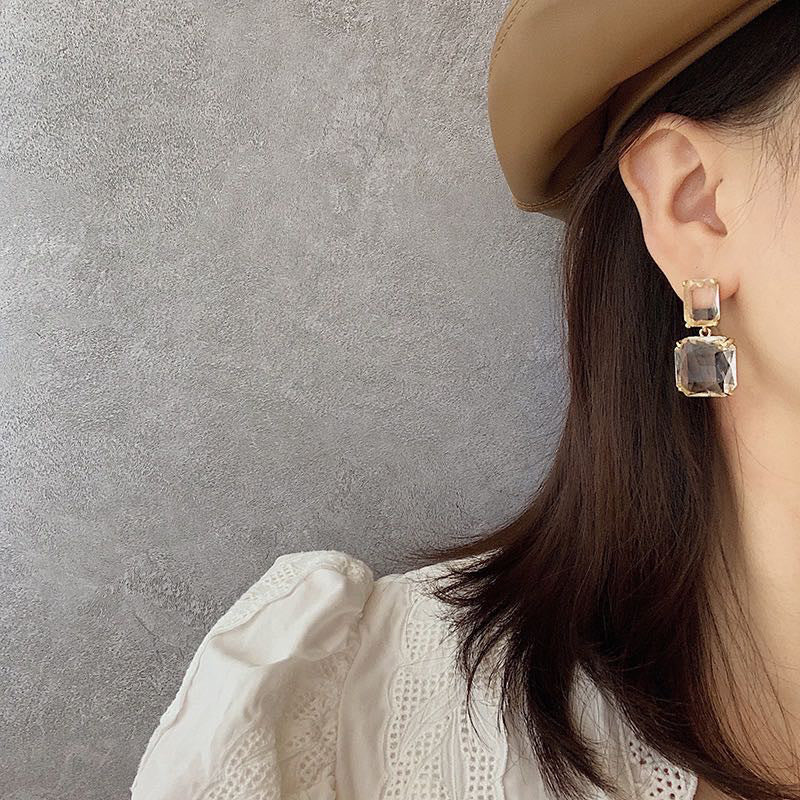 925 Sterling Silver Needle Crystal Clear Crystal Earrings