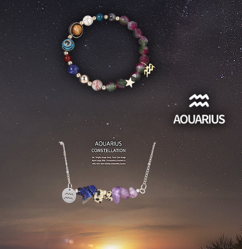 Natural Stone Necklace Set For The 12 Zodiac Signs