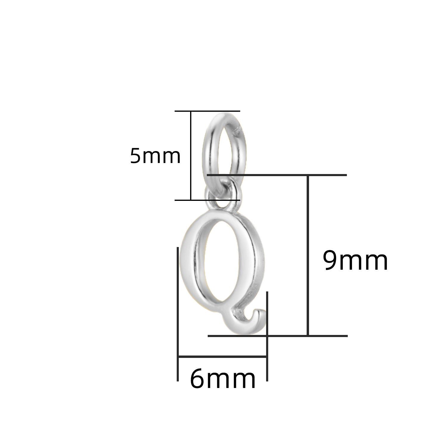 S925 Sterling Silver Minimalist Niche 26 Letter Smooth Pendant