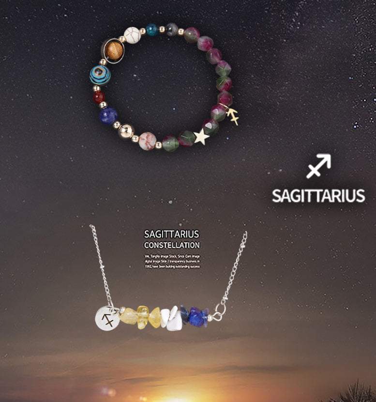 Natural Stone Necklace Set For The 12 Zodiac Signs