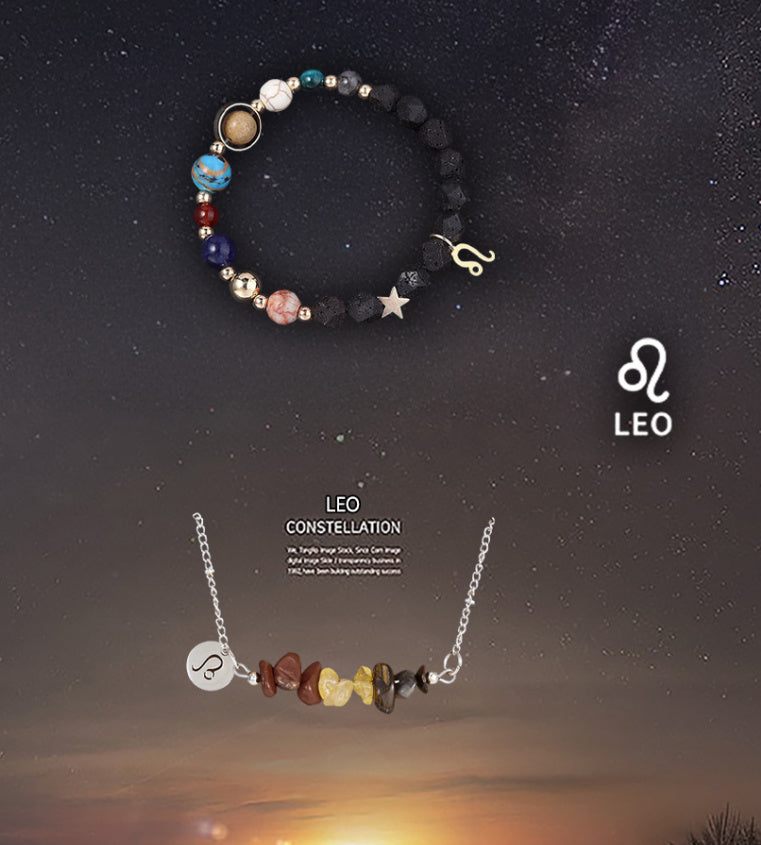 Natural Stone Necklace Set For The 12 Zodiac Signs