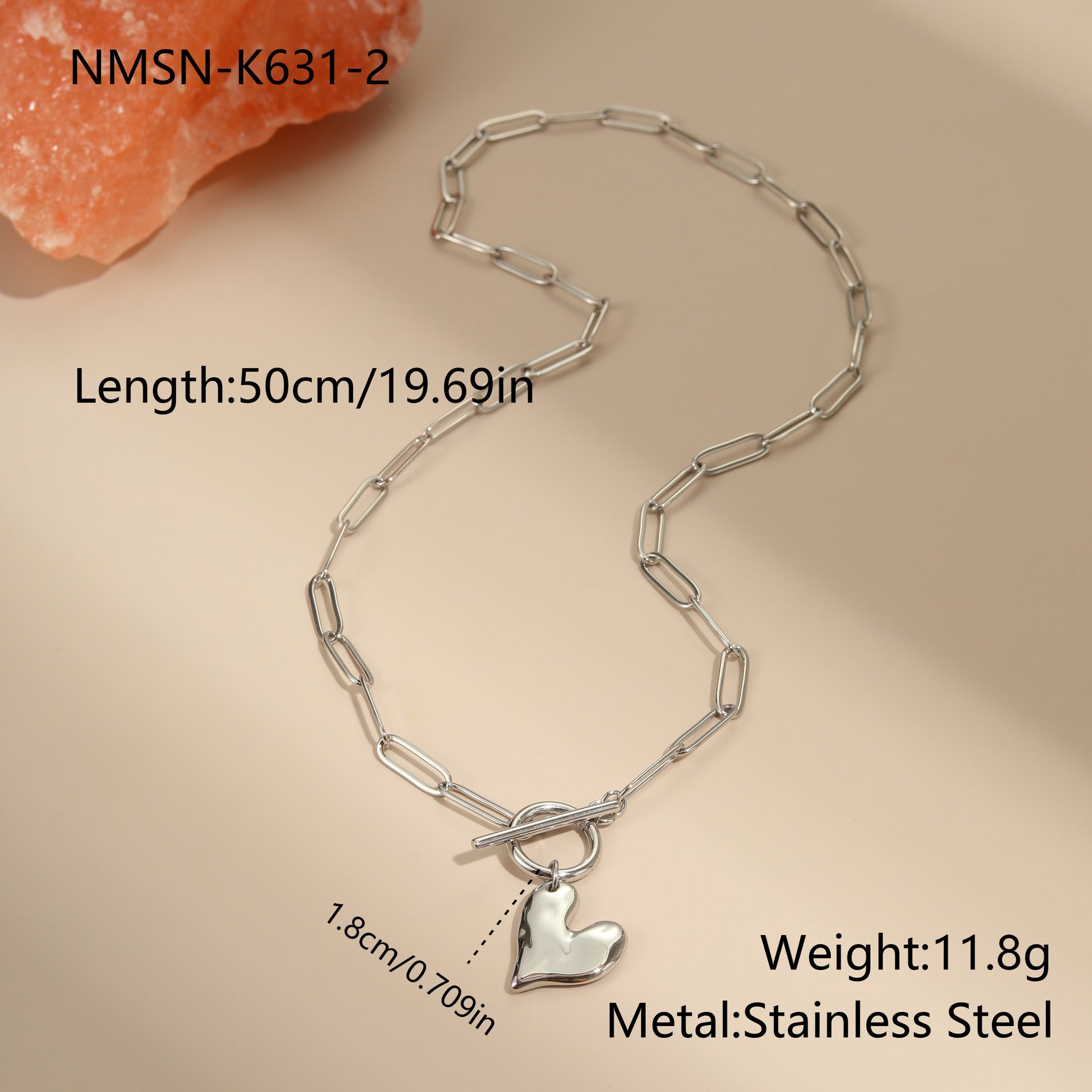 Irregular Heart Pendant Necklace Non-fading Bracelet