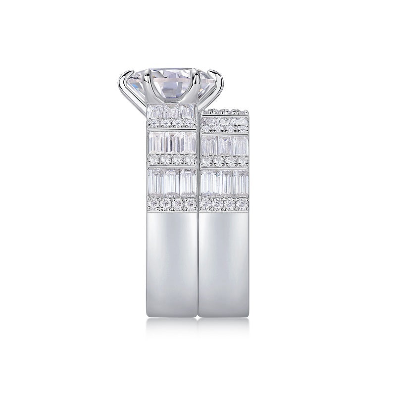 Vanilla - Set With 3-carat Top-quality Moissanite S925 Silver And Gold-plated Diamond Wedding Ring. The Ring Can Be Inspected With A Diamond Pen