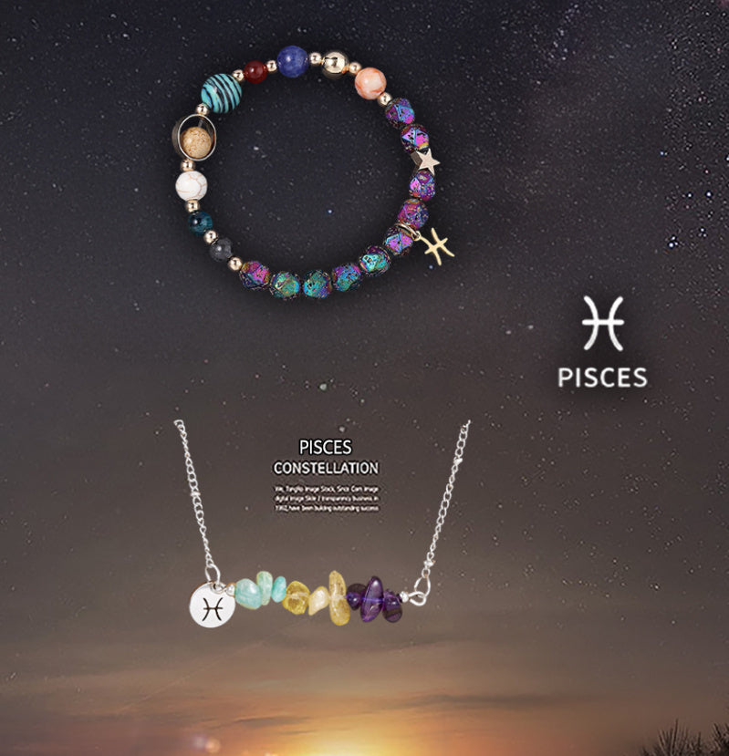 Natural Stone Necklace Set For The 12 Zodiac Signs