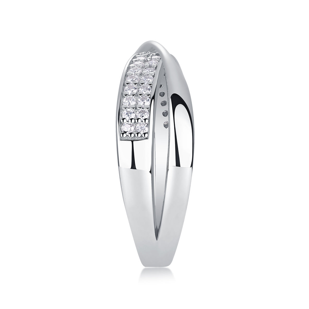 Dexterous Encircle - Set With Top-quality Moissanite S925 Silver And Platinum-plated Diamond Wedding Ring. The Ring Can Be Inspected With A Diamond Pen