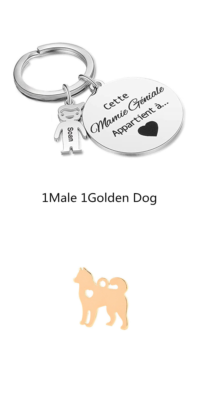 Custom Key Ring Key Accessories Pet Dog Stainless Steel Puppy Hollow Peach Heart Pendant