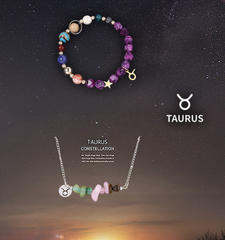 Natural Stone Necklace Set For The 12 Zodiac Signs