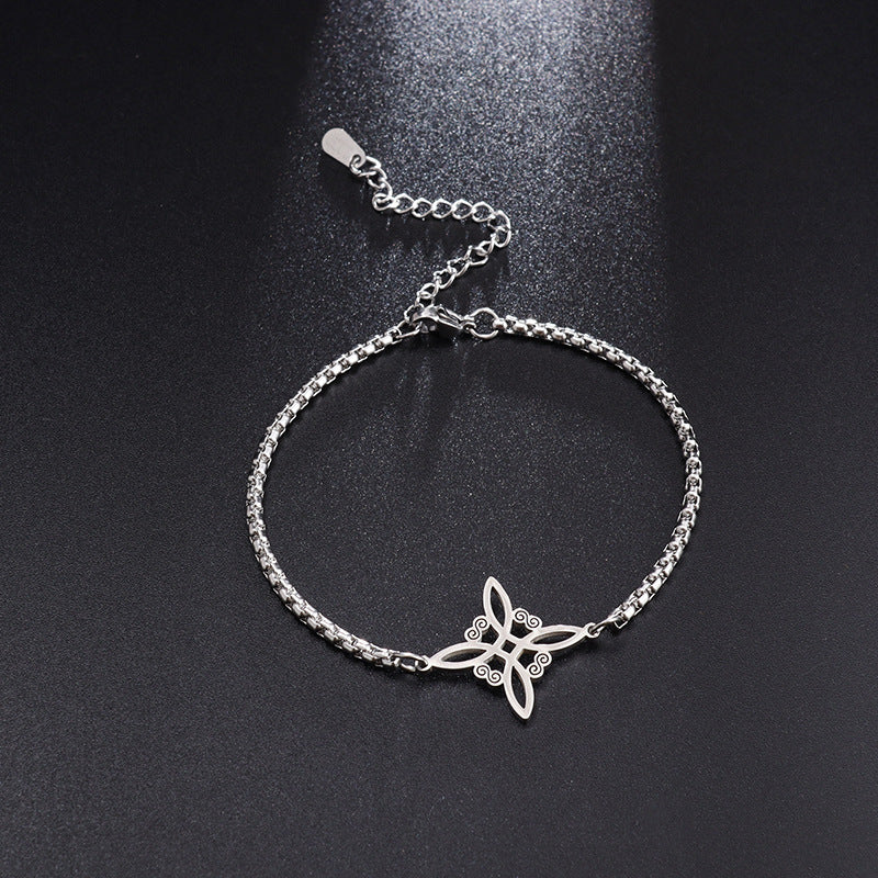 Sweet Classic Witch Knot Bracelet Ring Women's Stainless Steel