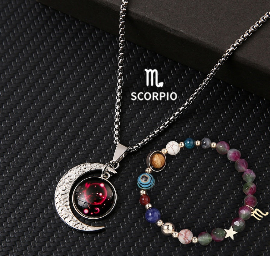 Natural Stone Necklace Set For The 12 Zodiac Signs