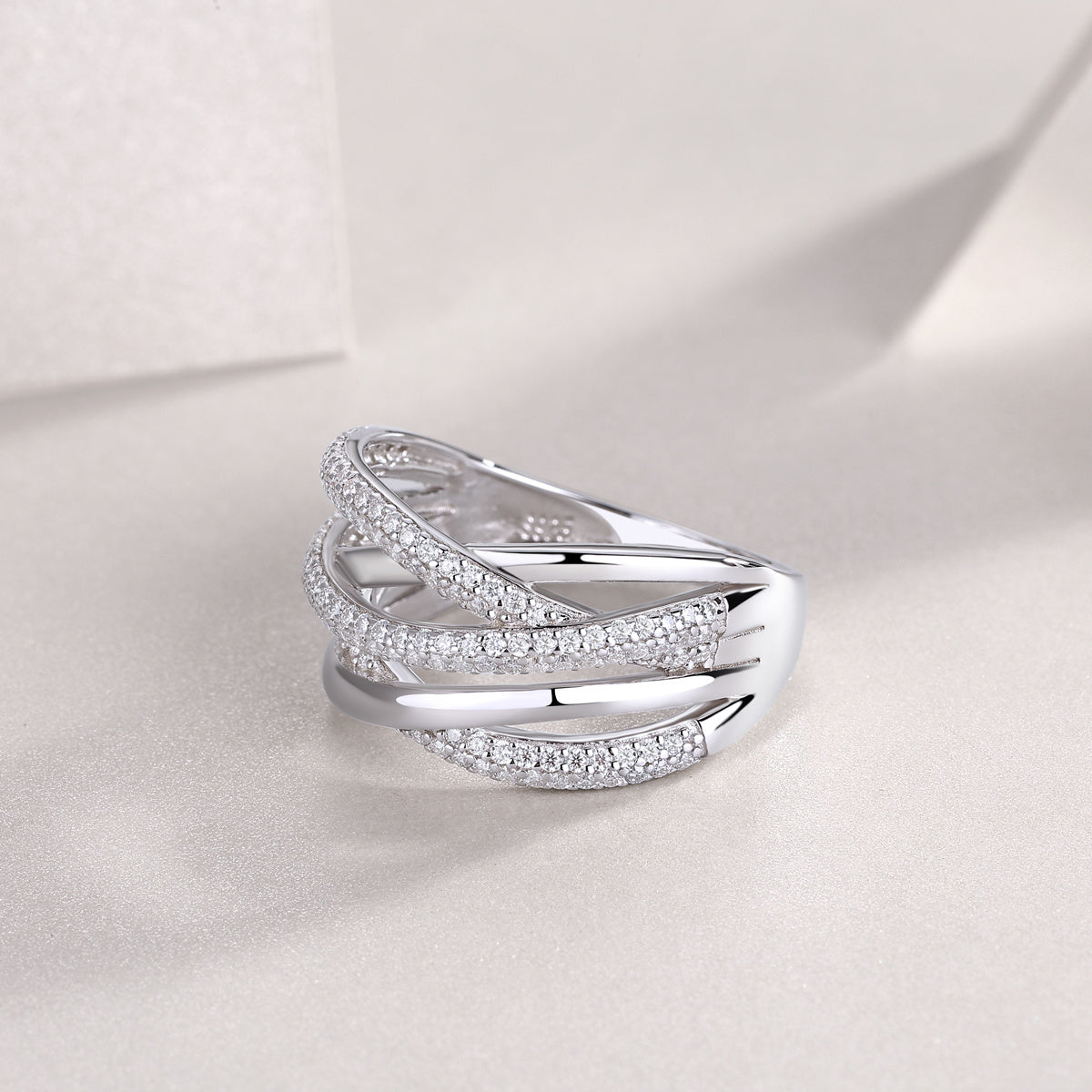 Brilliant Interweaving - A Wedding Ring Set With Top-quality Moissanite S925 Silver And Platinum-plated Diamond Can Be Inspected With A Diamond Pen