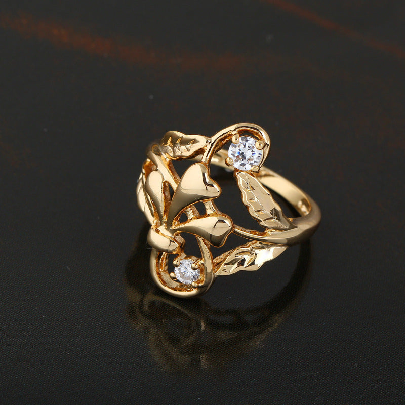 Exaggerated Irregular Leaf Zircon Ring