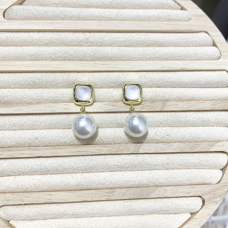 French Natural Shell Pearl Earrings