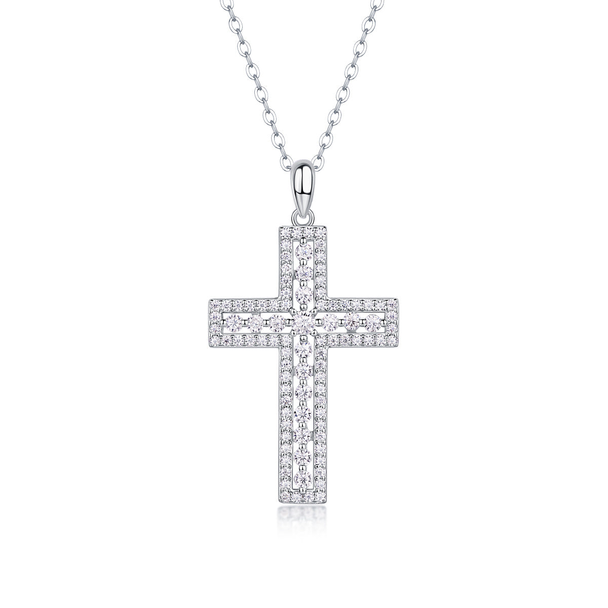Shelter - Fashionable Jewelry Pendant Set With Moissanite S925 Sterling Silver And Platinum-plated Cross Diamond, Moissanite Silver Jewelry