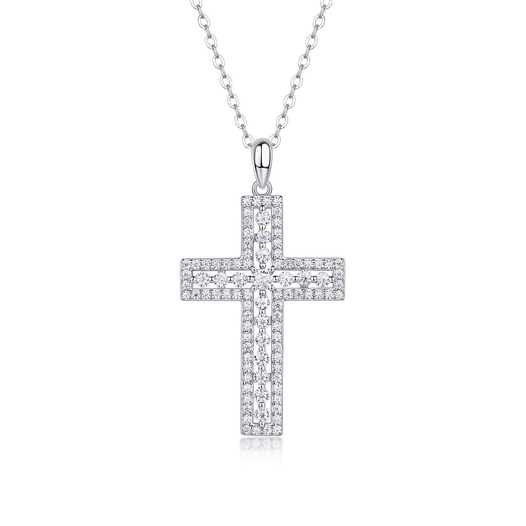 Shelter - Fashionable Jewelry Pendant Set With Moissanite S925 Sterling Silver And Platinum-plated Cross Diamond, Moissanite Silver Jewelry