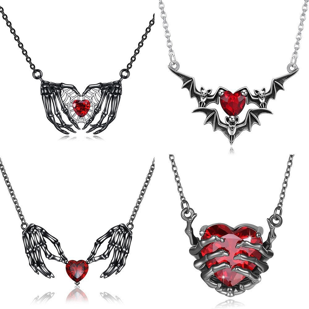 Dark Red Love Ghost Claw Pendant Necklace