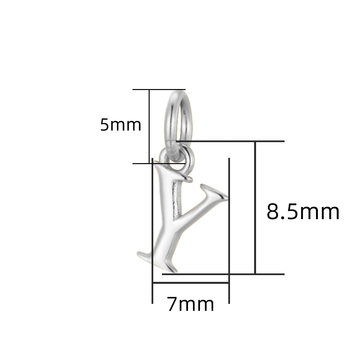 S925 Sterling Silver Minimalist Niche 26 Letter Smooth Pendant