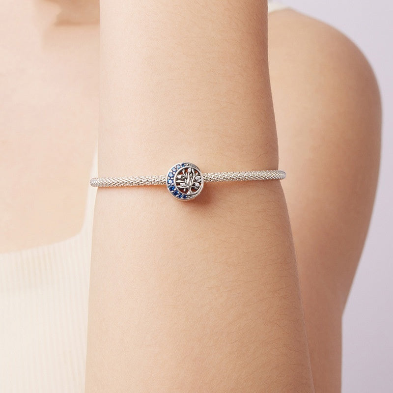 S925 Sterling Silver Moon Life Beaded Bracelet Beads Accessories