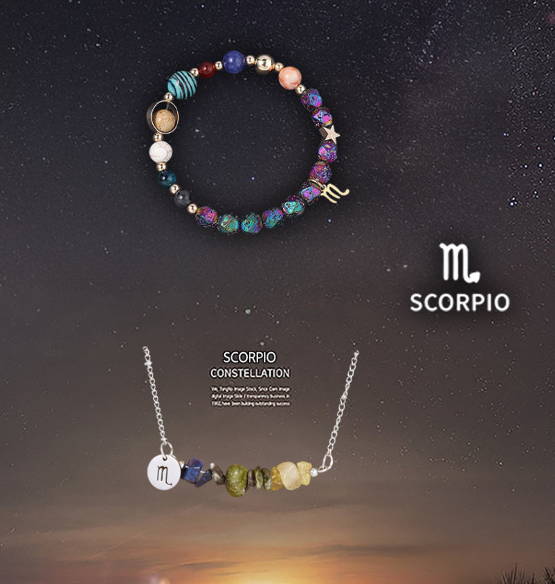 Natural Stone Necklace Set For The 12 Zodiac Signs