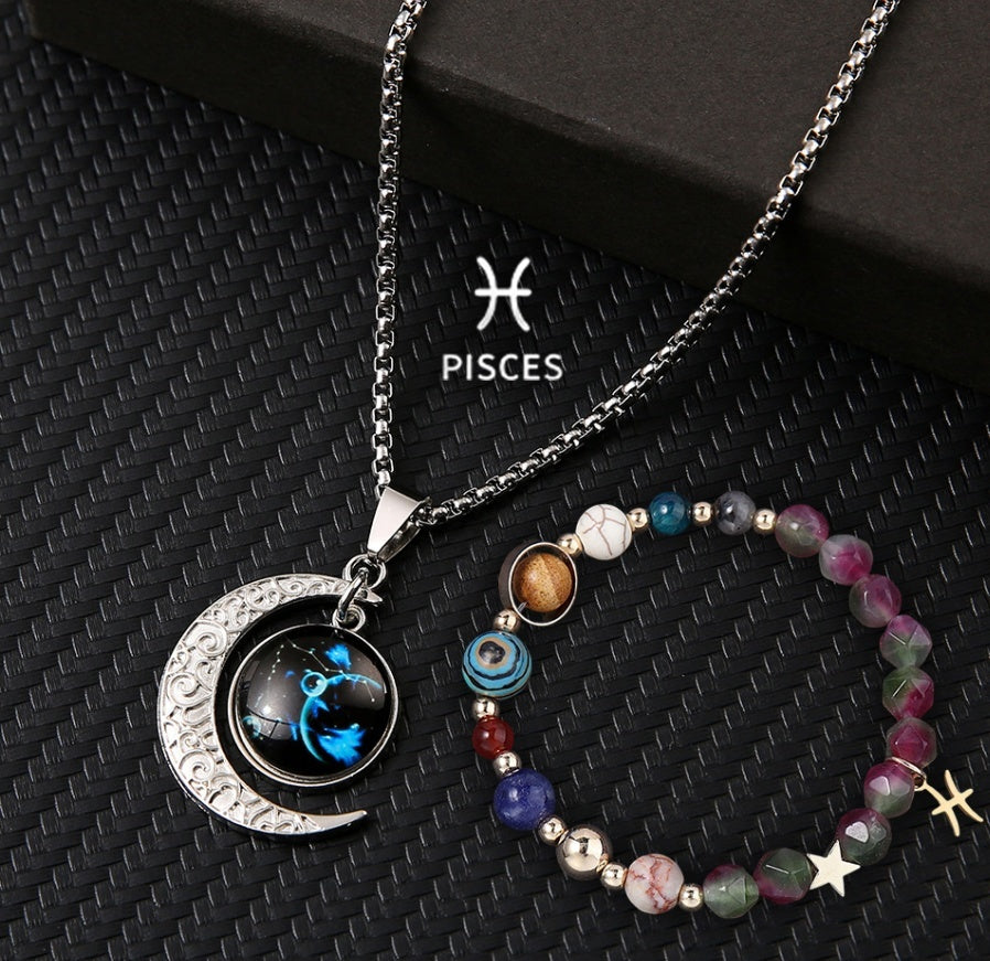 Natural Stone Necklace Set For The 12 Zodiac Signs