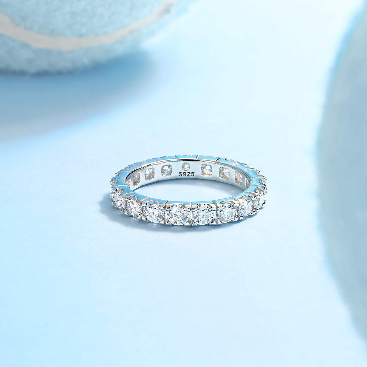 Van Gogh Starry Sky - A Wedding Ring Set With 0.1-carat Top-quality Moissanite S925 Silver And Platinum-plated Diamond. The Ring Can Be Inspected With A Diamond Pen