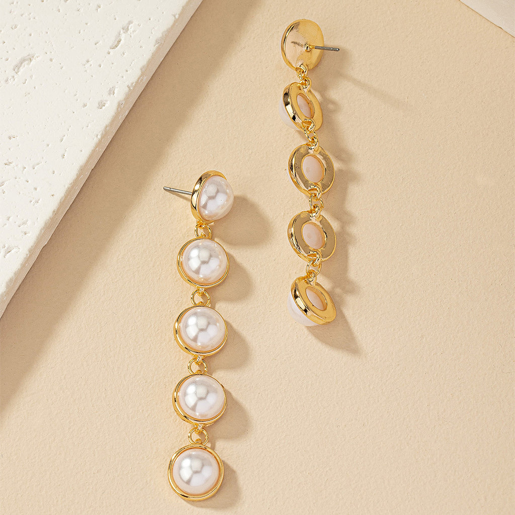 Simple And Stylish Pearl Long Versatile Elegant Tassel Earrings