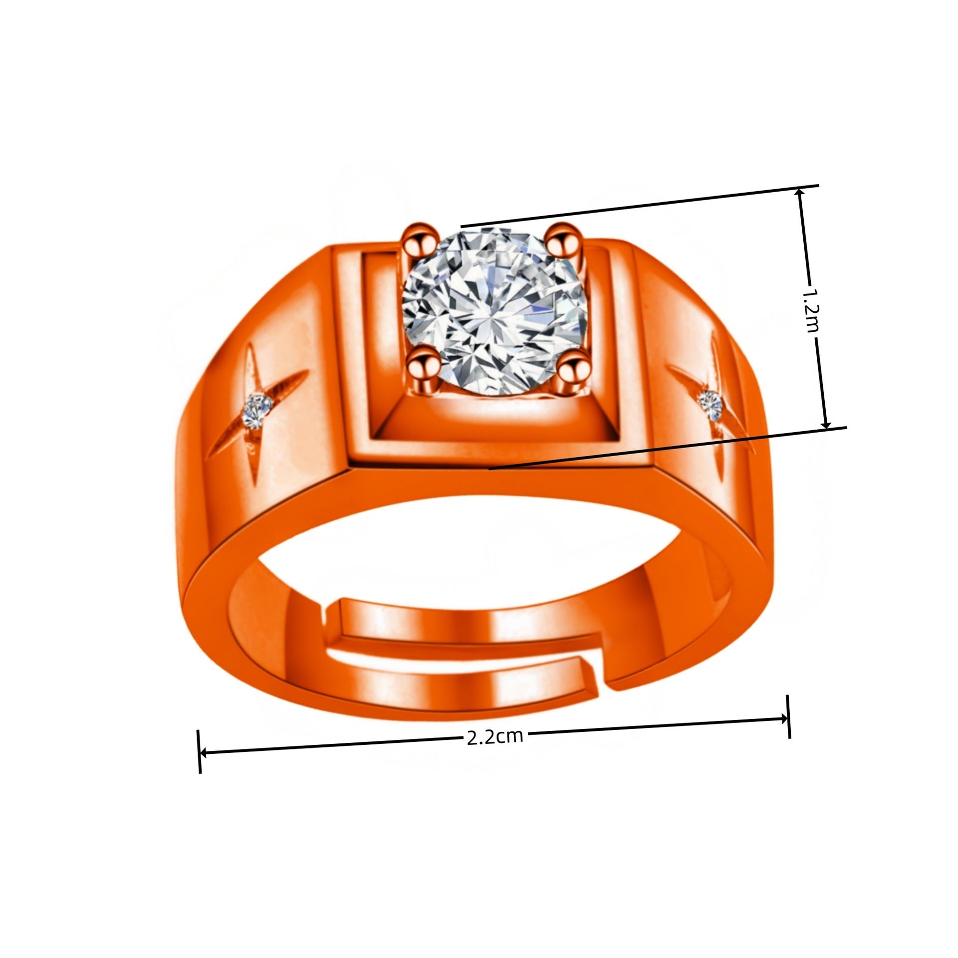 Lucky Cross Star Inlaid Diamond Plated 18K Ring