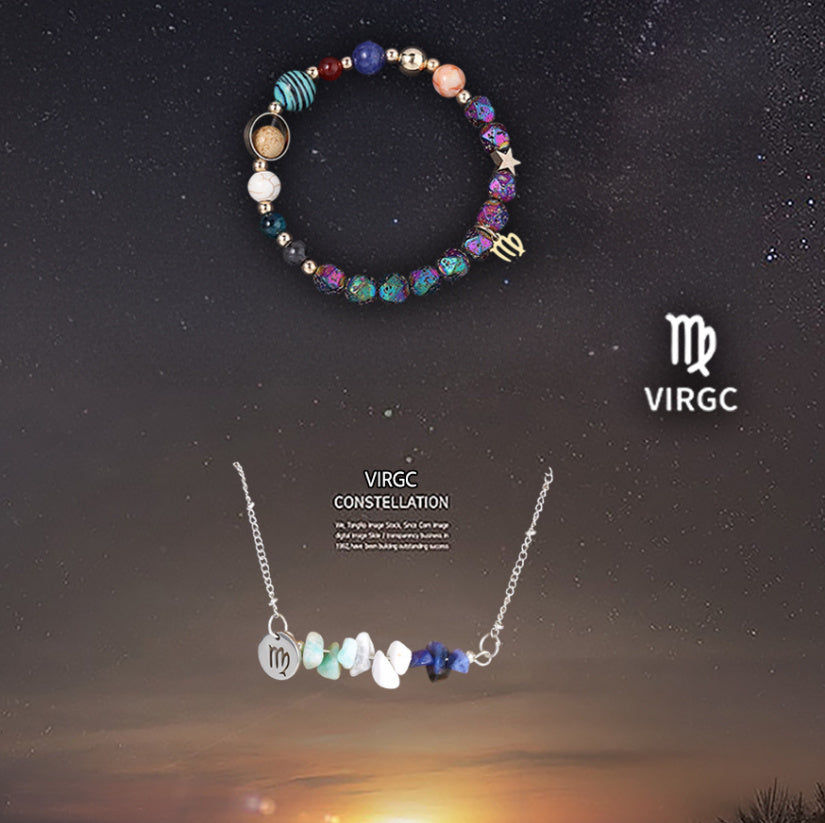 Natural Stone Necklace Set For The 12 Zodiac Signs