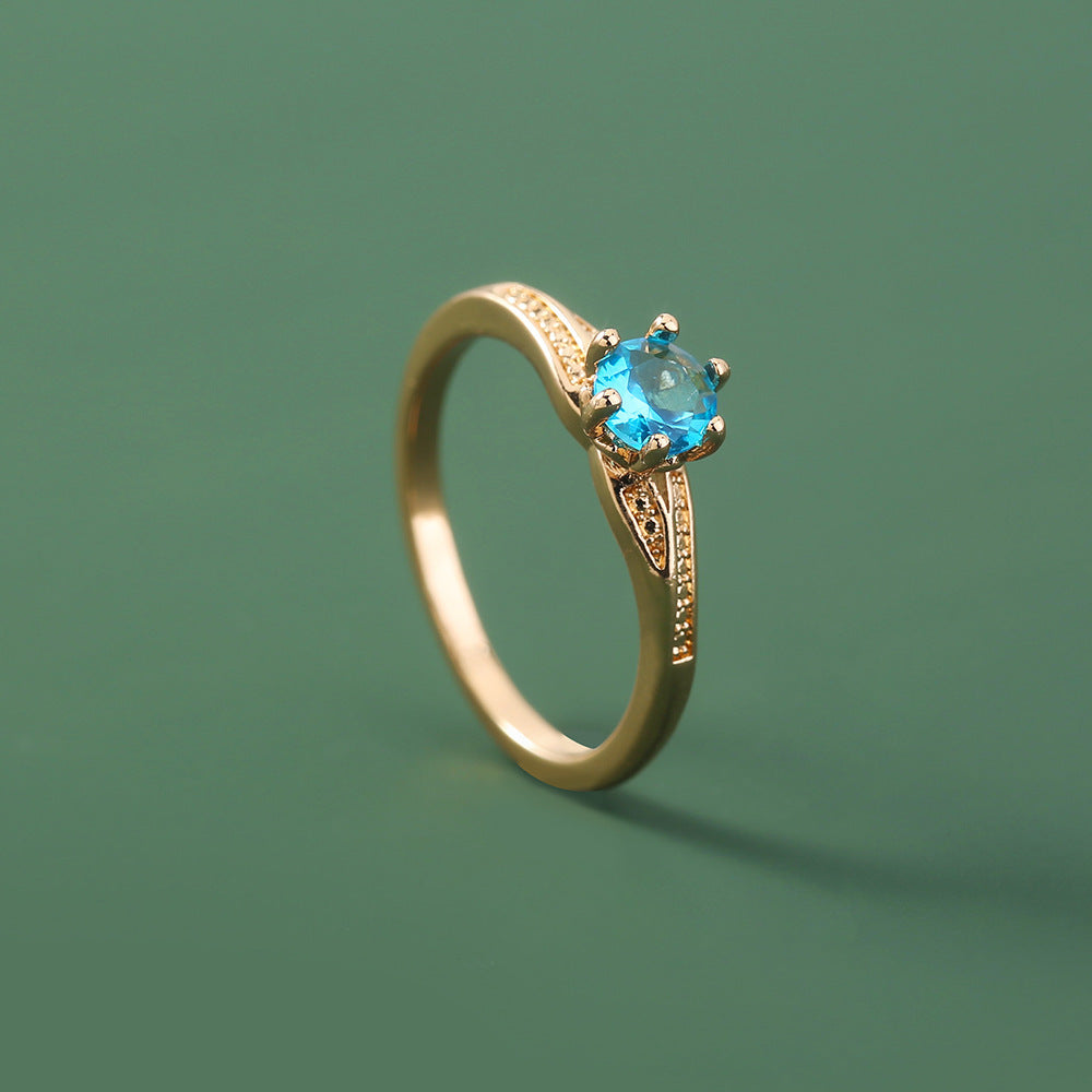 Niche Metal Zircon Ring Gem Ring Adjustable