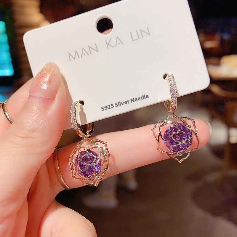 All-matching Elegant Simple Zircon Female Earrings