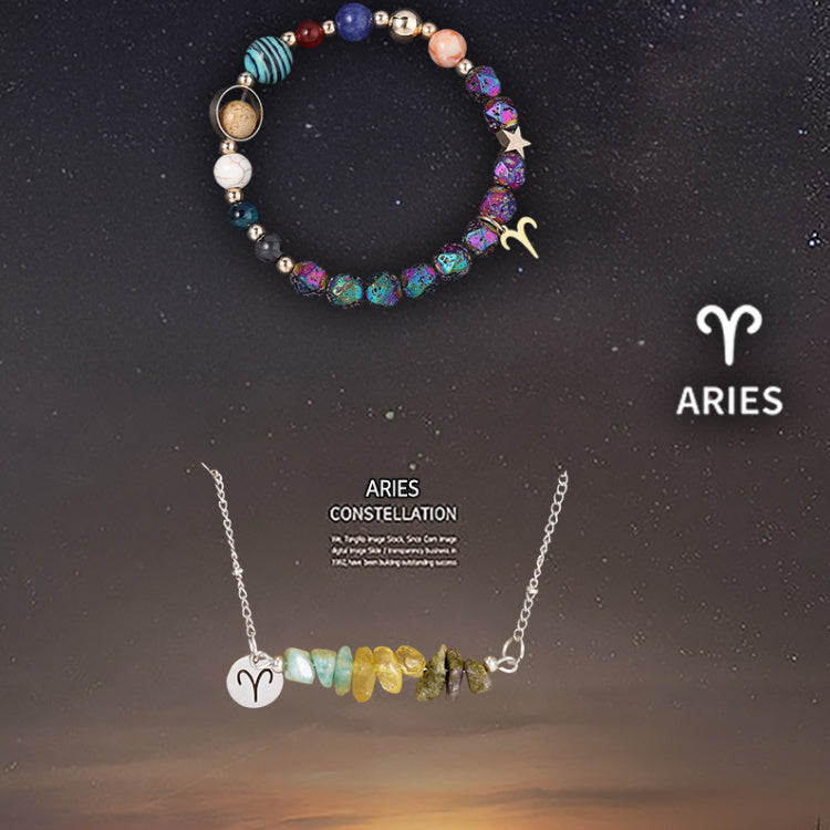 Natural Stone Necklace Set For The 12 Zodiac Signs