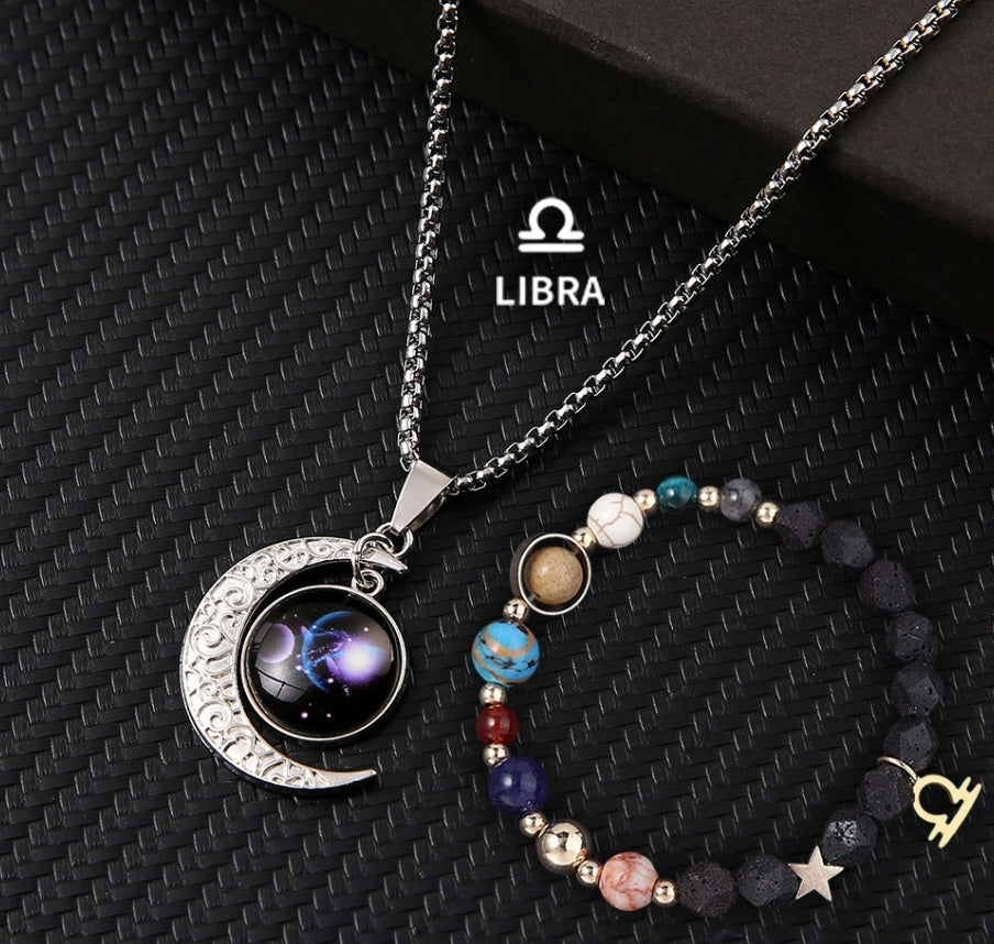 Natural Stone Necklace Set For The 12 Zodiac Signs