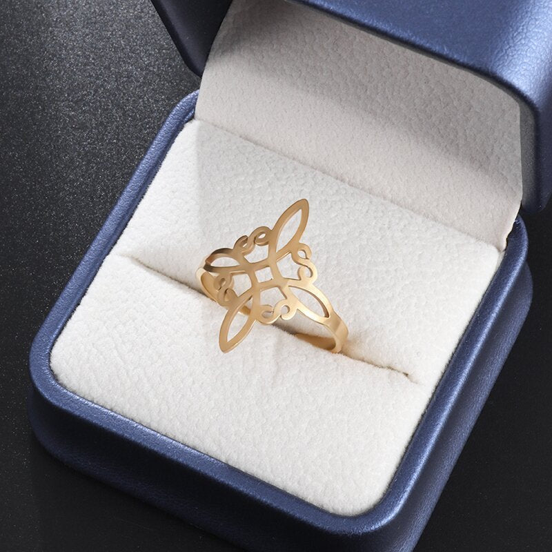 Sweet Classic Witch Knot Bracelet Ring Women's Stainless Steel