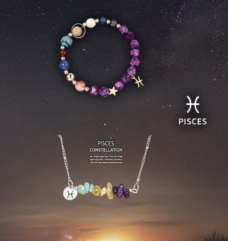Natural Stone Necklace Set For The 12 Zodiac Signs