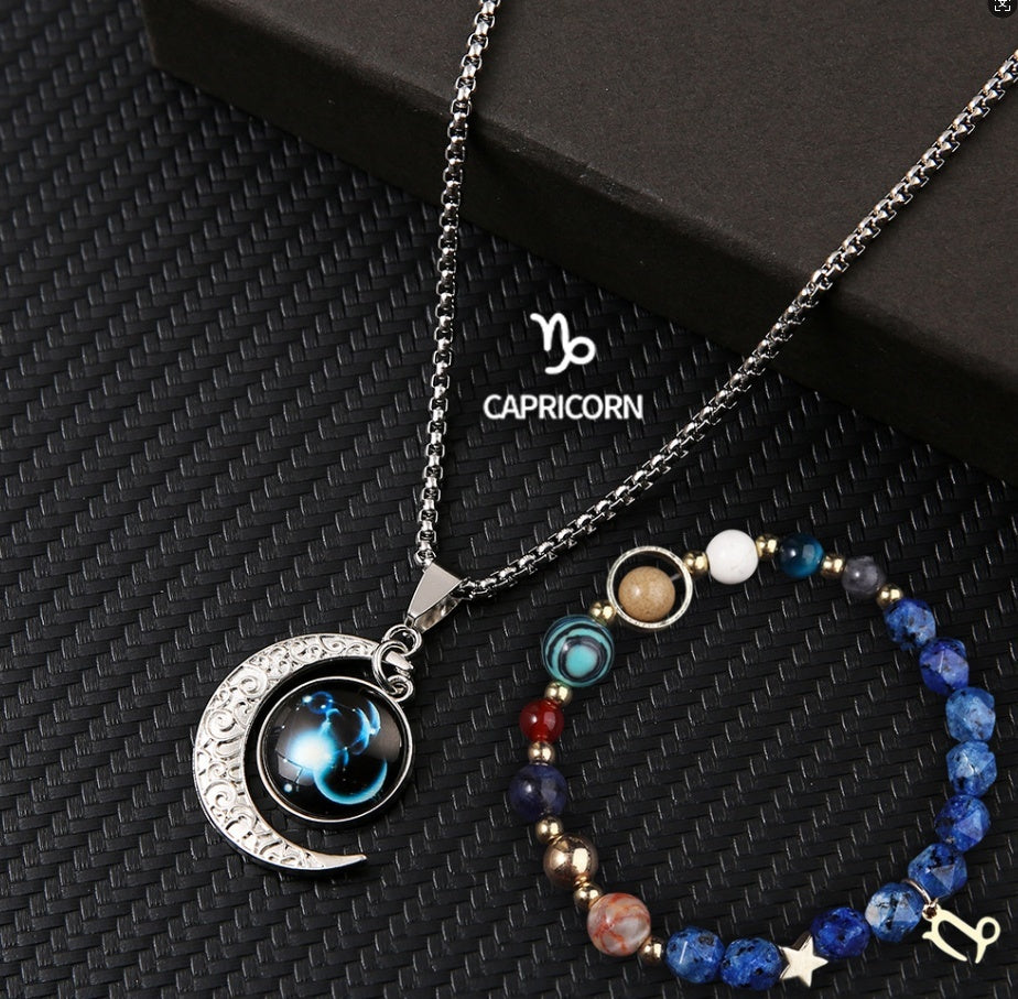 Natural Stone Necklace Set For The 12 Zodiac Signs