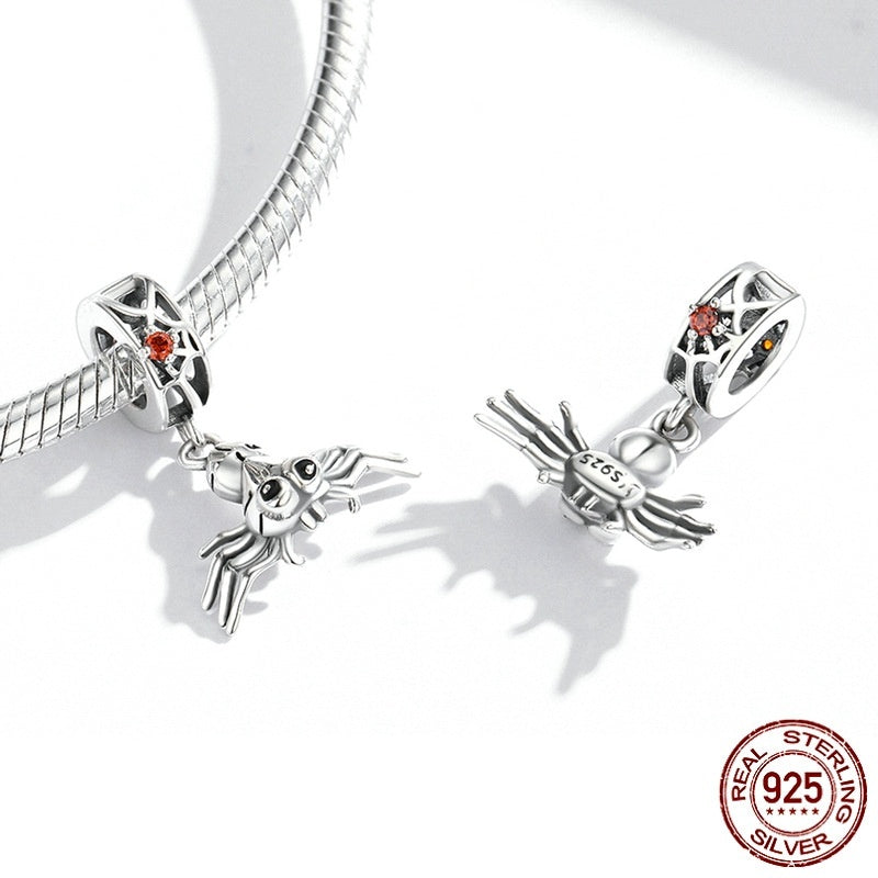 Halloween Spider Bracelet Pendant 925 Silver Beaded