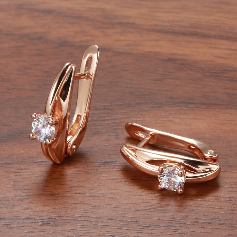 Simple Graceful Rose Gold Earrings Fashion Temperament