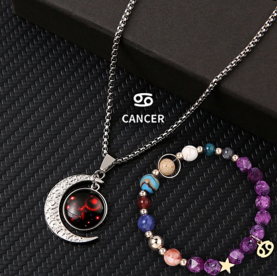 Natural Stone Necklace Set For The 12 Zodiac Signs