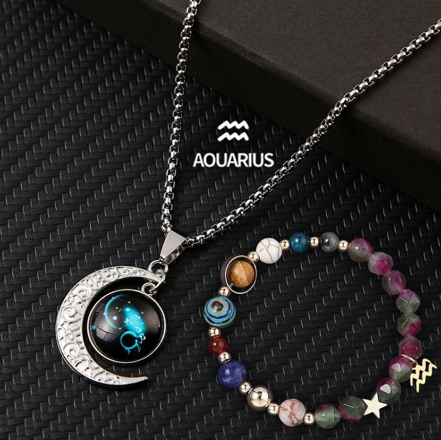 Natural Stone Necklace Set For The 12 Zodiac Signs