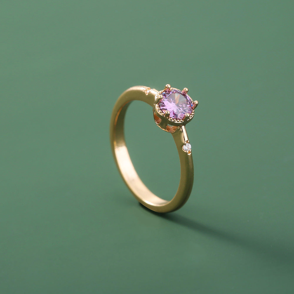 Niche Metal Zircon Ring Gem Ring Adjustable