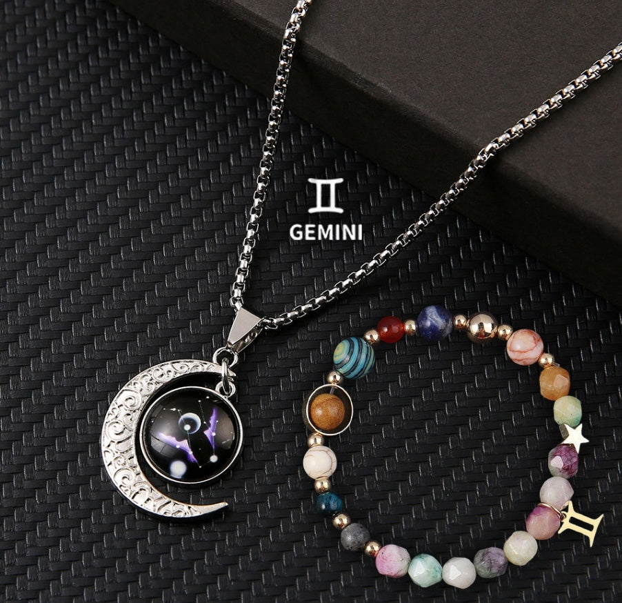 Natural Stone Necklace Set For The 12 Zodiac Signs