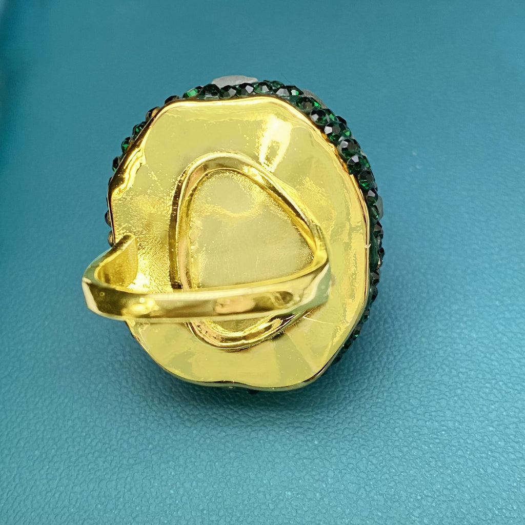 Green Diamond Inlaid Crystal Bud Ring For Women
