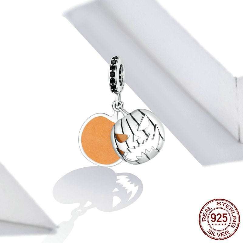 S925 Sterling Silver Halloween Beaded Bracelet Color-horror Dark Holiday Beads Combination