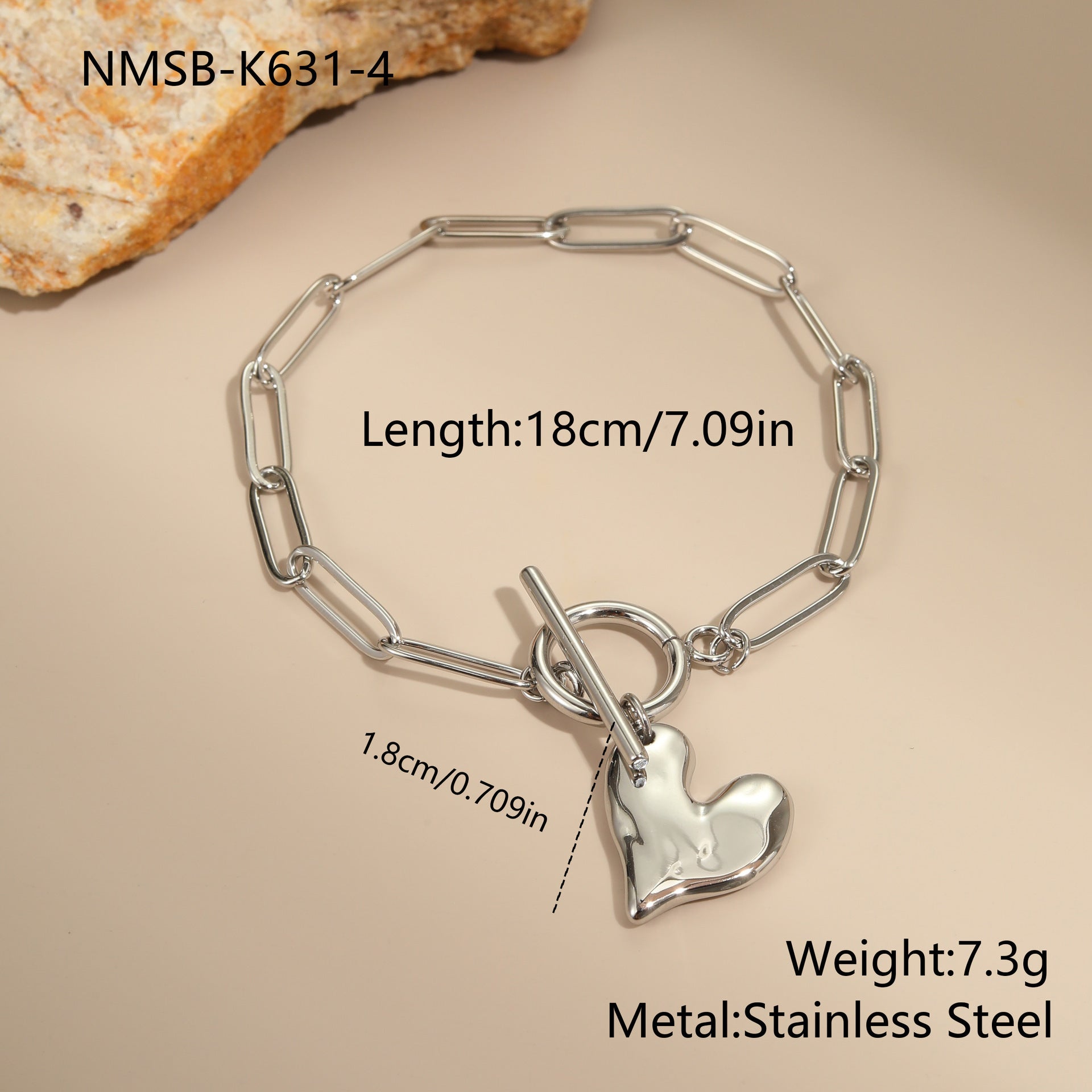 Irregular Heart Pendant Necklace Non-fading Bracelet