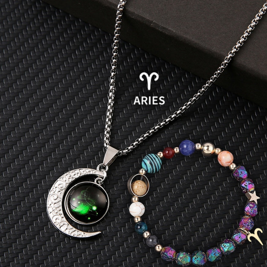 Natural Stone Necklace Set For The 12 Zodiac Signs