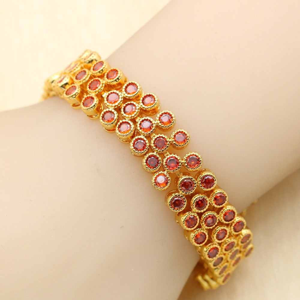 All-match Zircon Earrings Pendant Ring Bracelet 4-piece Set